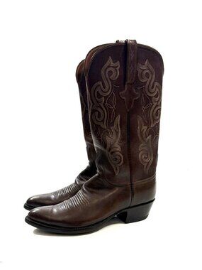 Lucchese Mens Cowboy Boots Size 9 D Classic Western Roper Brown Leather